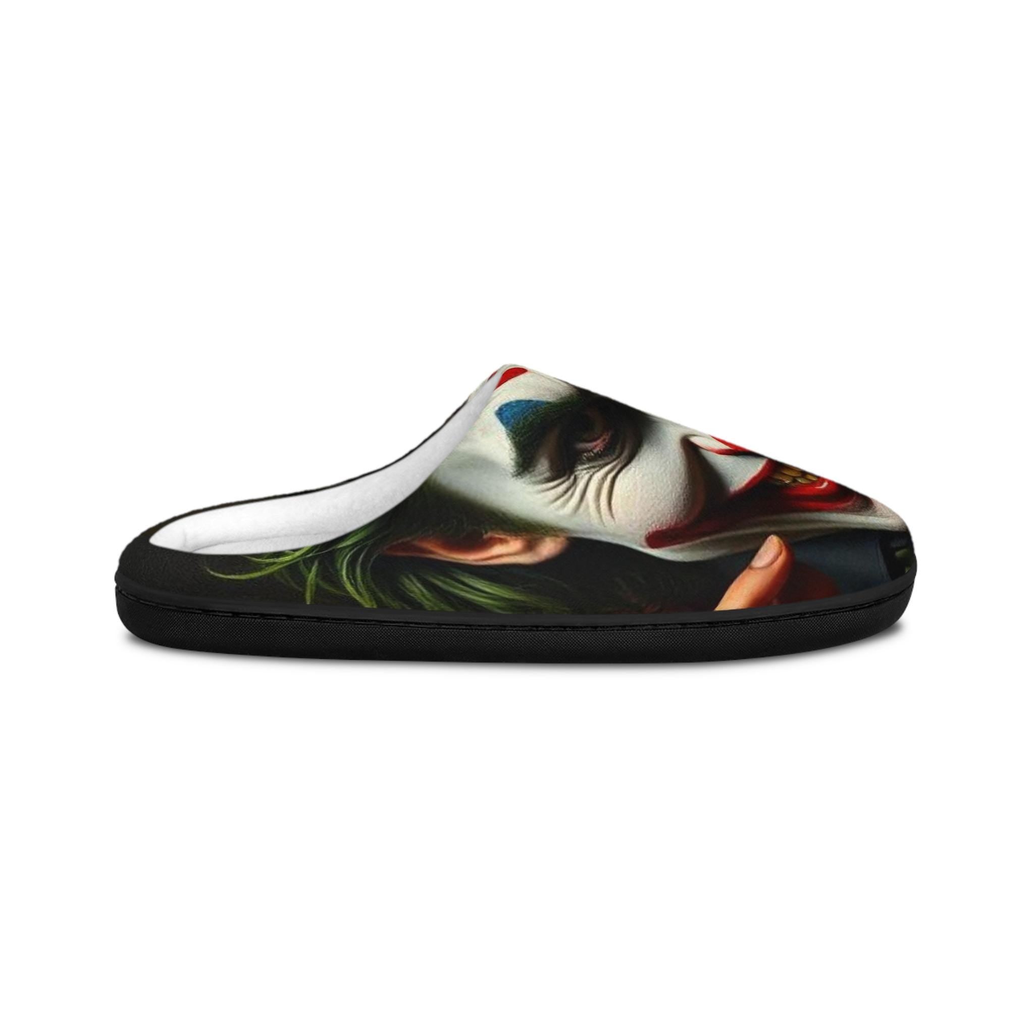 Joker Clown Face Men's Indoor Slippers | Horror Movie Character Slip-Ons