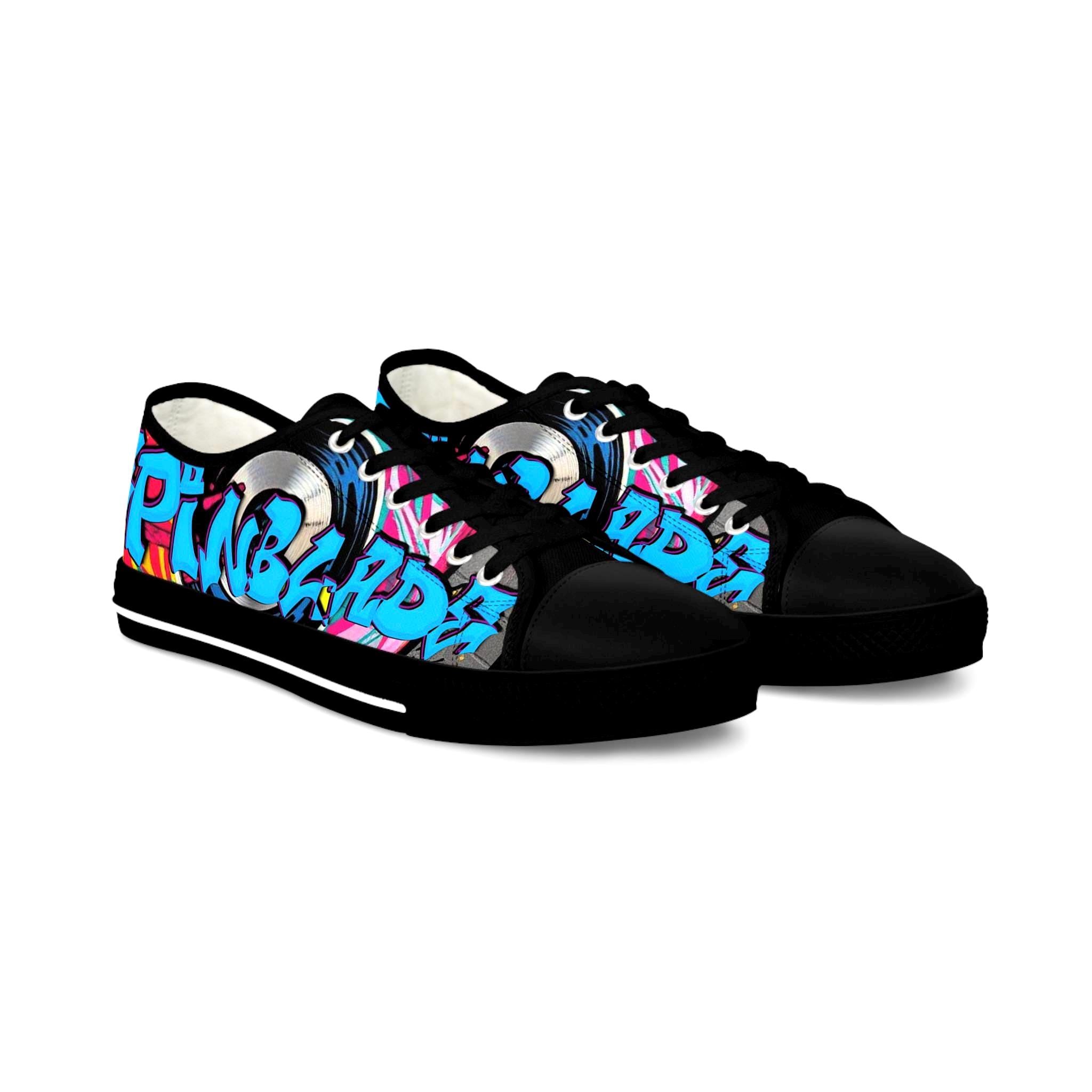 Blue Graffiti Street Art Sneakers | Low Top Canvas Shoes