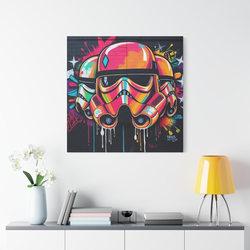 Neon Graffiti Space Trooper Canvas | Matte Stretched Wall Art