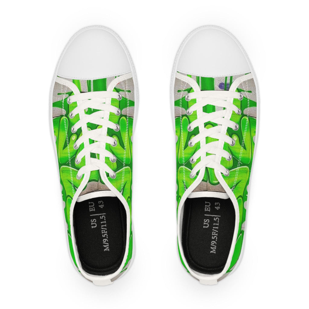 Green Paint Drip Sneakers | Low Top Canvas Shoes