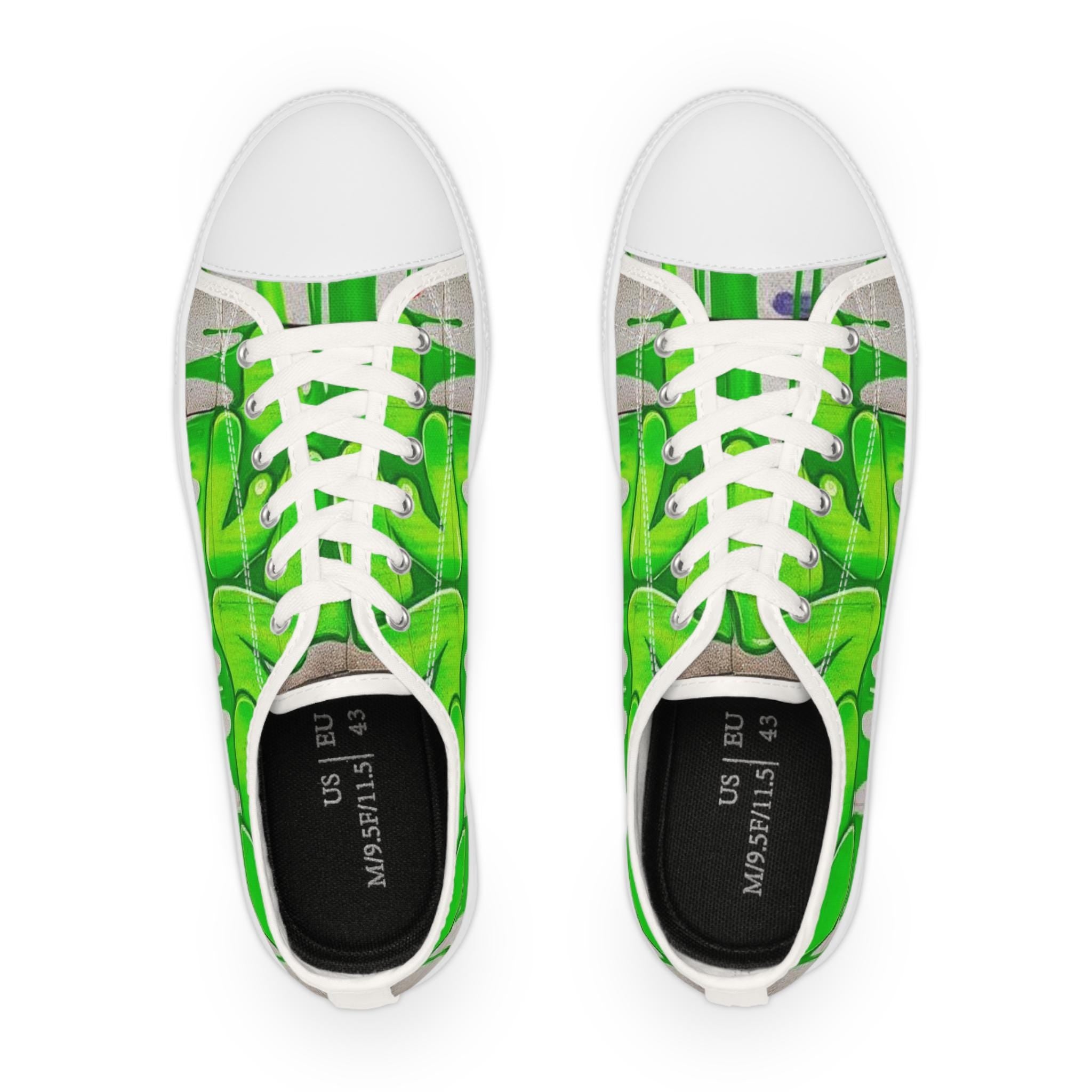 Green Paint Drip Sneakers | Low Top Canvas Shoes