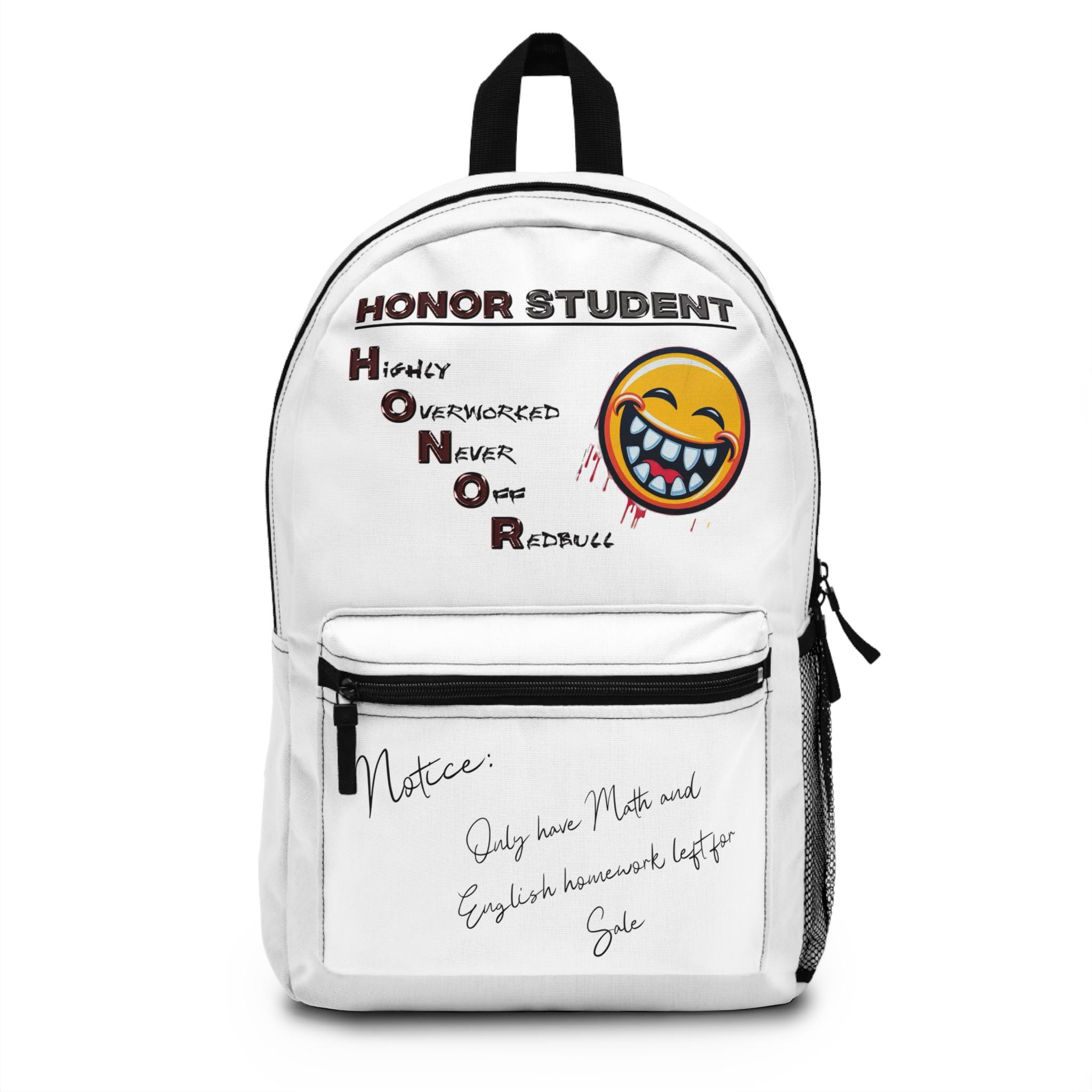 Honor Student design Backpack | humorous emoji, school notes print