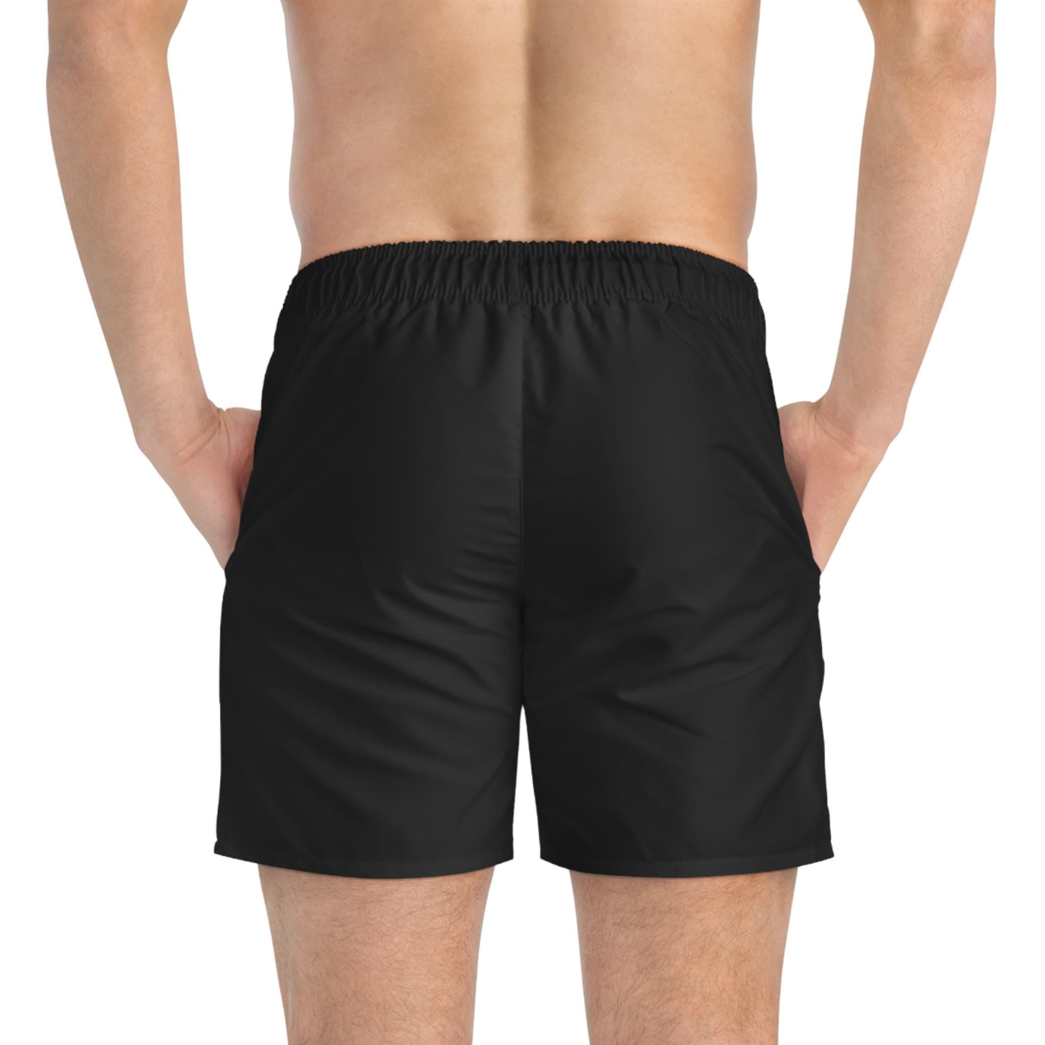 Flaming Skull Helmet Swim Trunks | Neon Military Combat Shorts