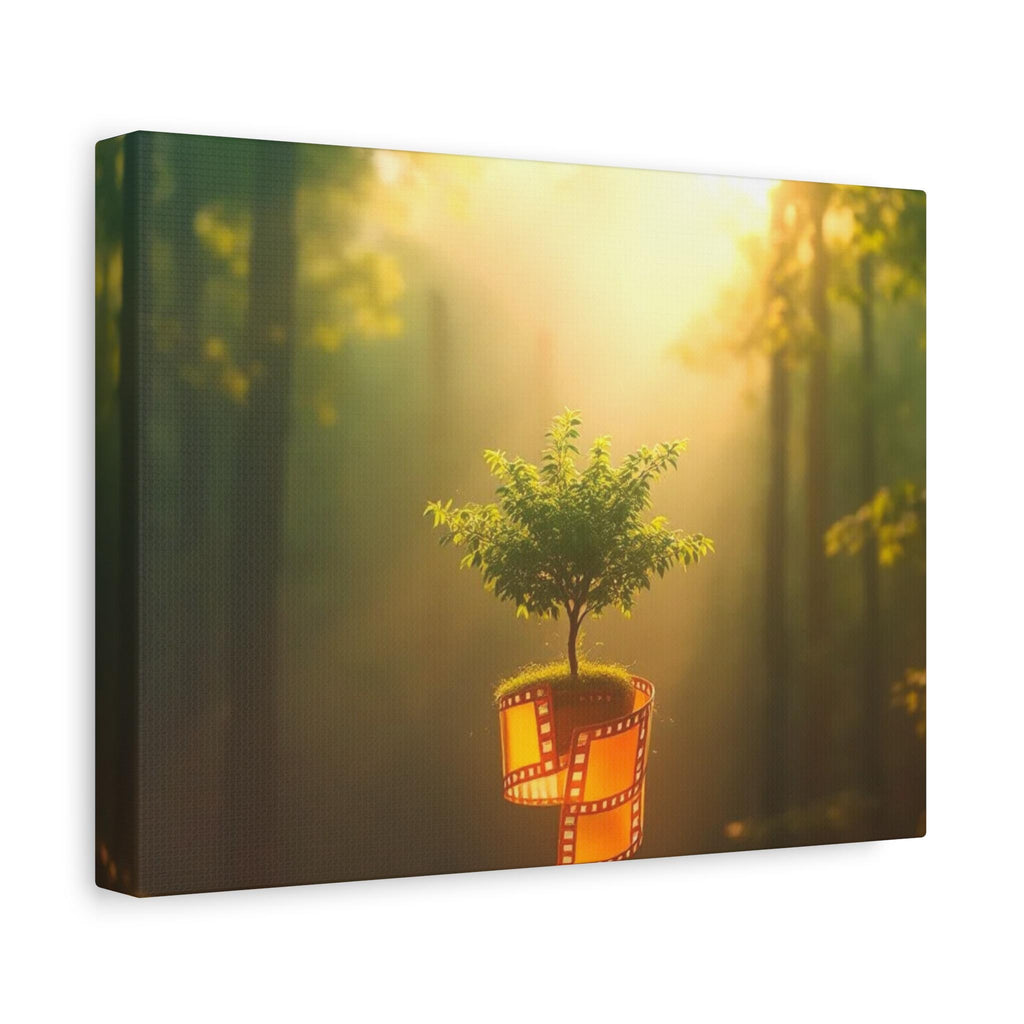 Tree Growing from Film Reel Canvas