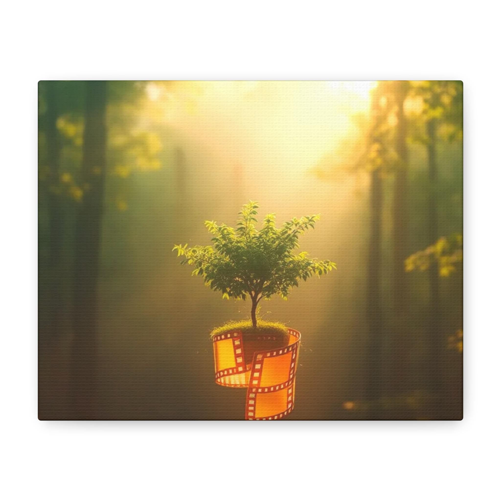 Tree Growing from Film Reel Canvas