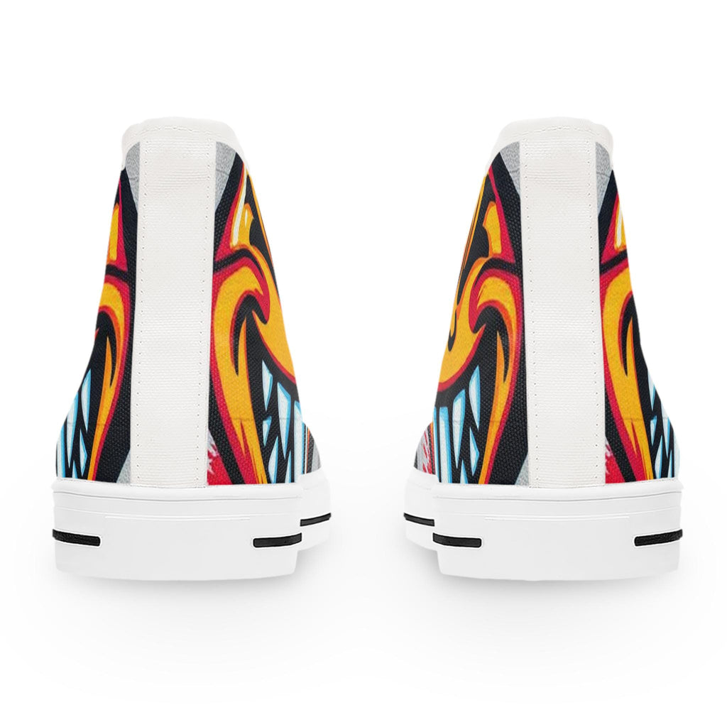 Evil Smile Graffiti Emoji Face High Top Sneakers | Neon Street Art Shoes