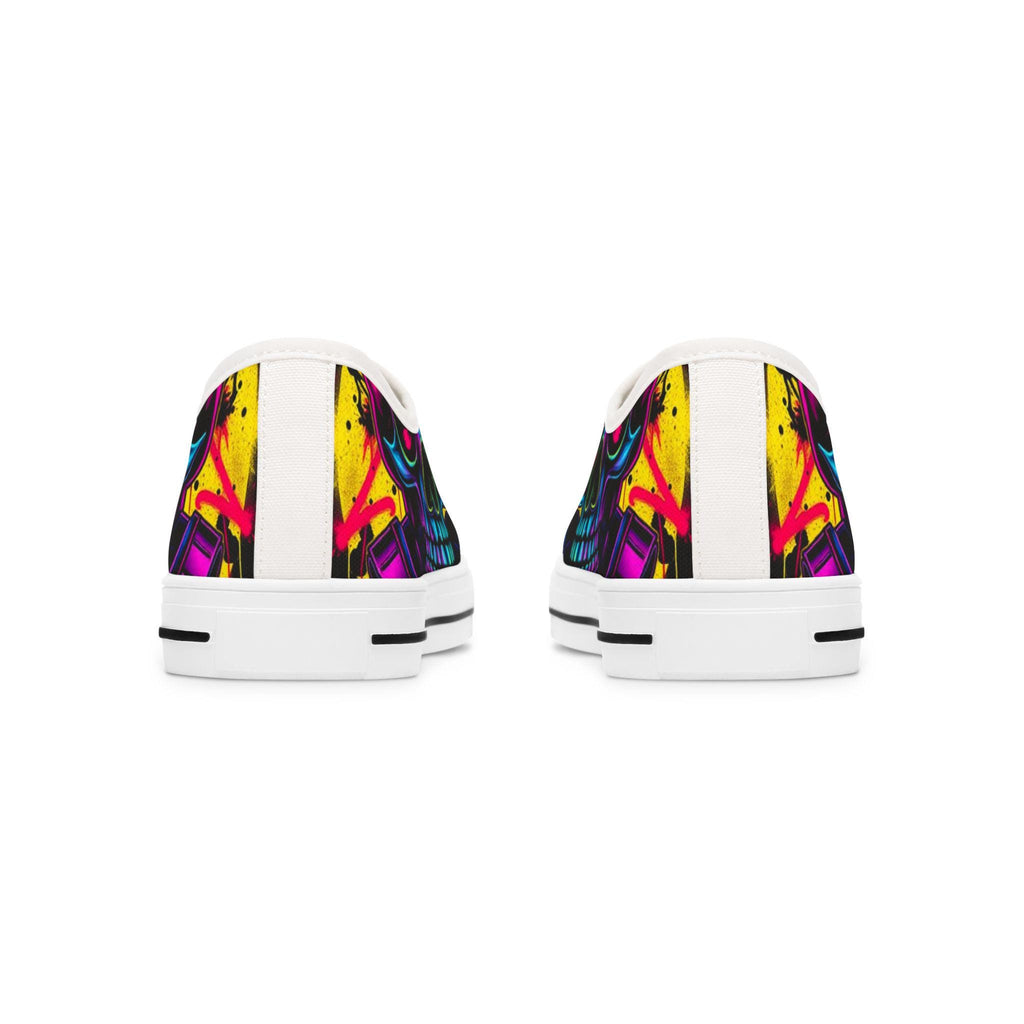 Neon Skull Low Top Sneakers | Women's Colorful Art Print Canvas Shoes