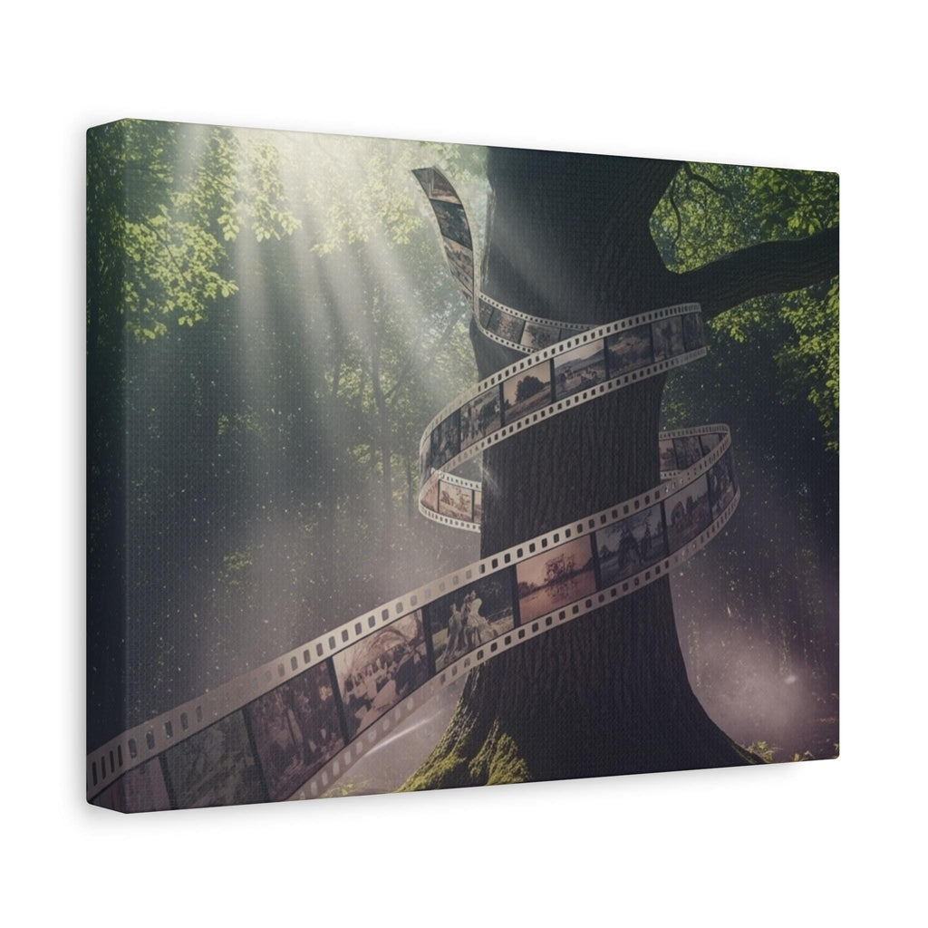 Film Reel Tree canvas | Vintage photo strip forest wall art