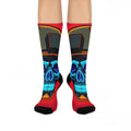 Neon Skull Crew Socks | Cushioned Biker Helmet Design