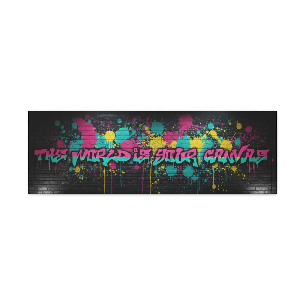 Graffiti Splatter Canvas Art | Pink Teal Street Art Print, Urban Wall Decor