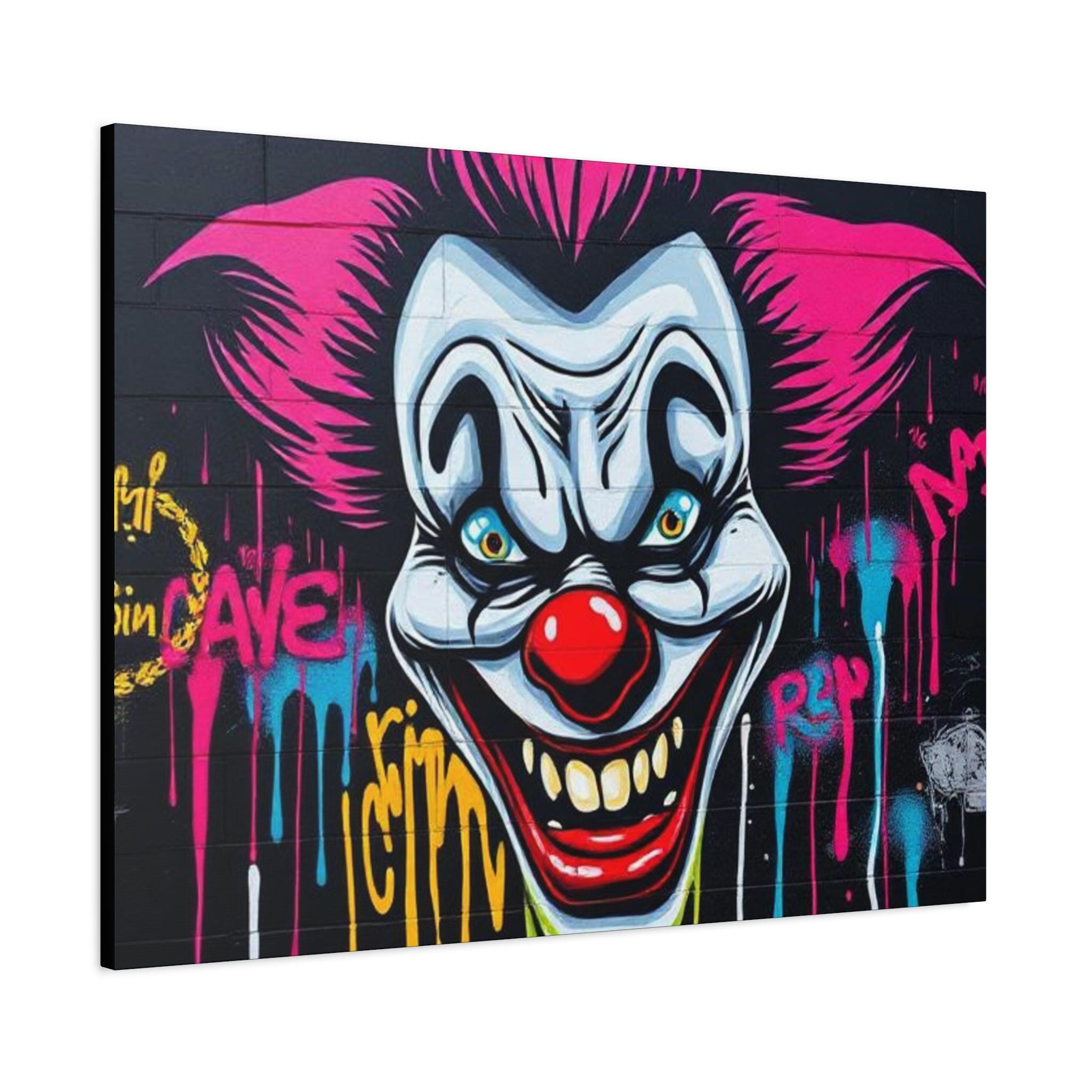 Creepy Graffiti Clown Matte Canvas