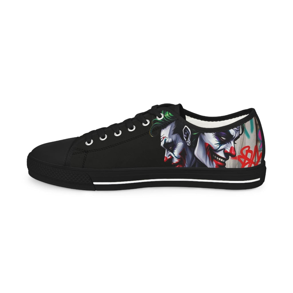 Joker Clown Face Men's Low Top Sneakers | Black Graphic Skate Shoes
