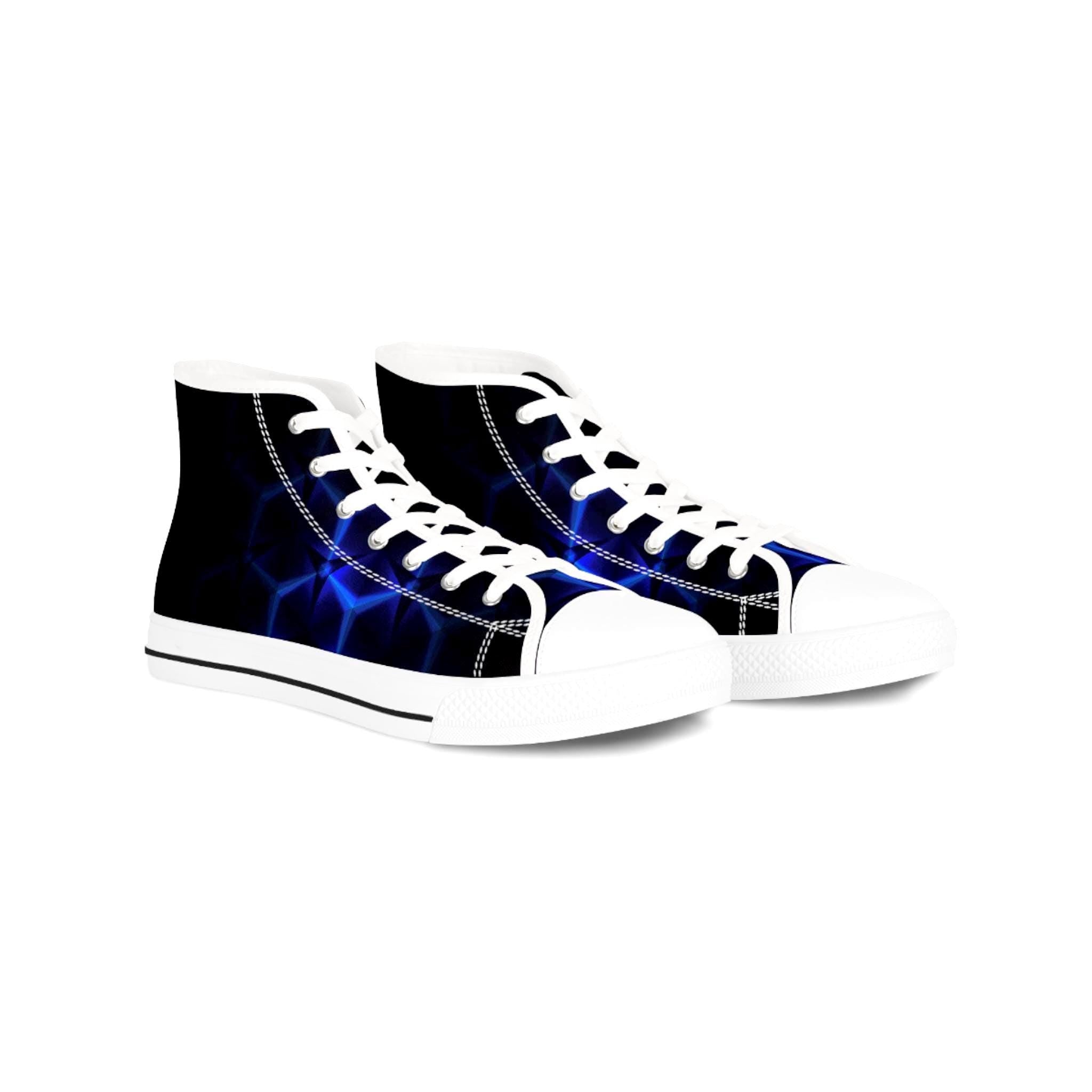 Blue Hexagon Circuit High Top Sneakers | Futuristic Geometric Shoes