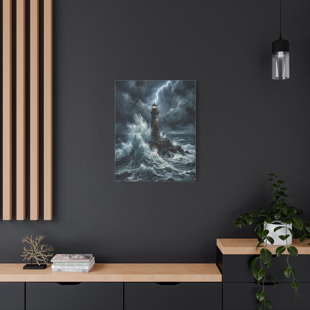 Stormy Lighthouse Canvas Painting | Matte Stretched Wall Art
