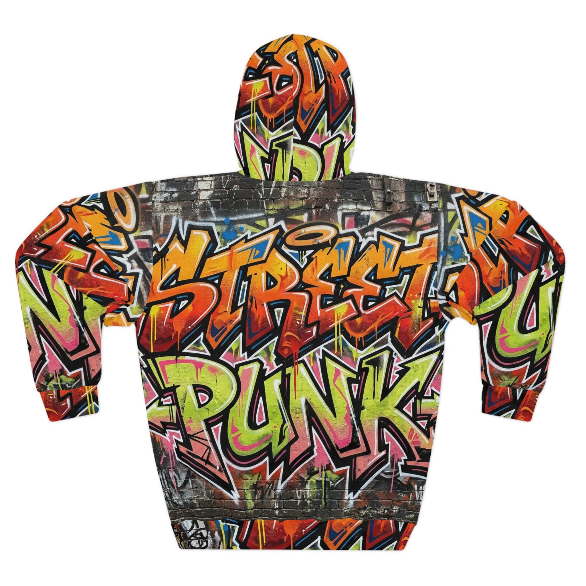 Street Punk Graffiti Hoodie | All-Over Print Urban Art Pullover