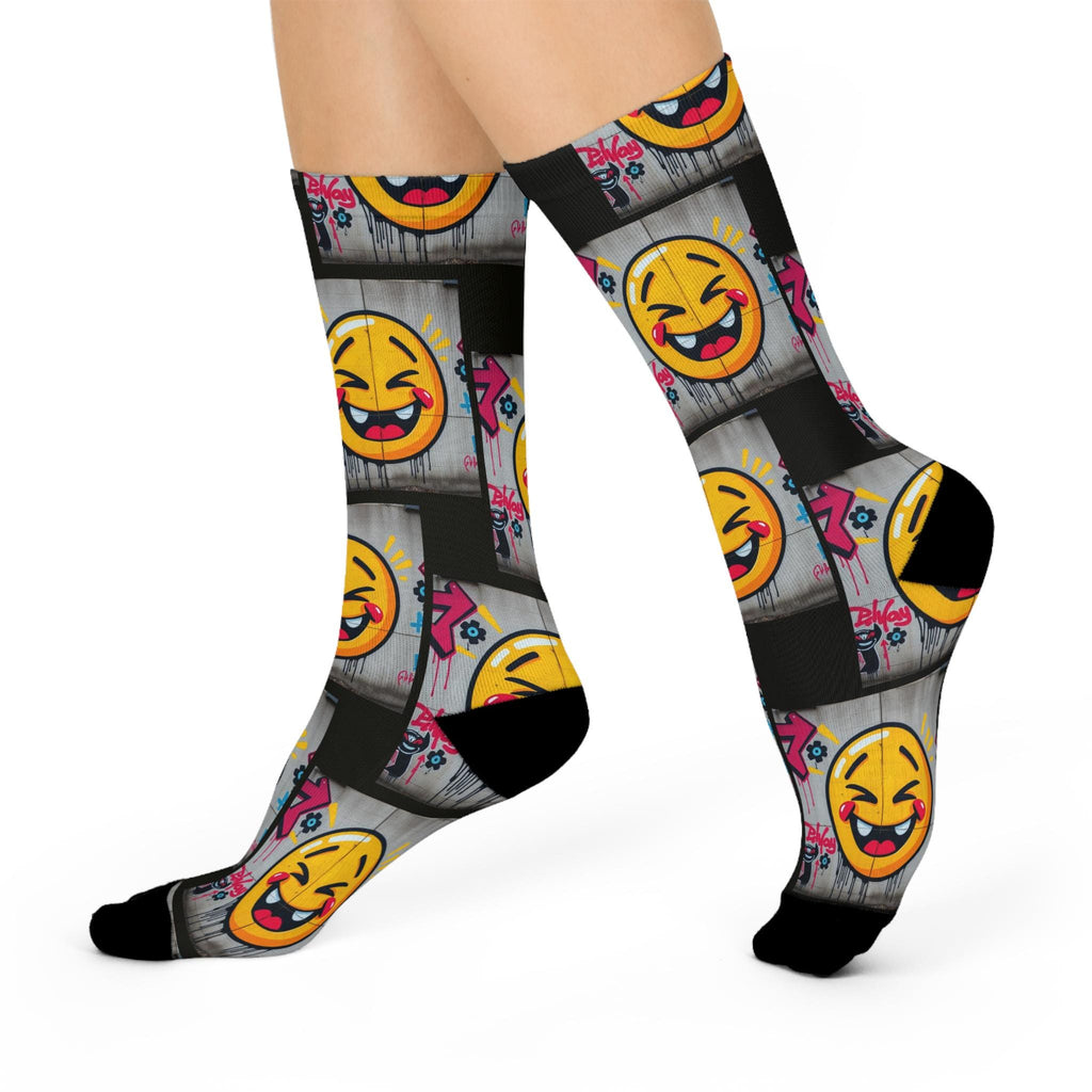 Laughing Emoji Graffiti Socks | Crew Socks