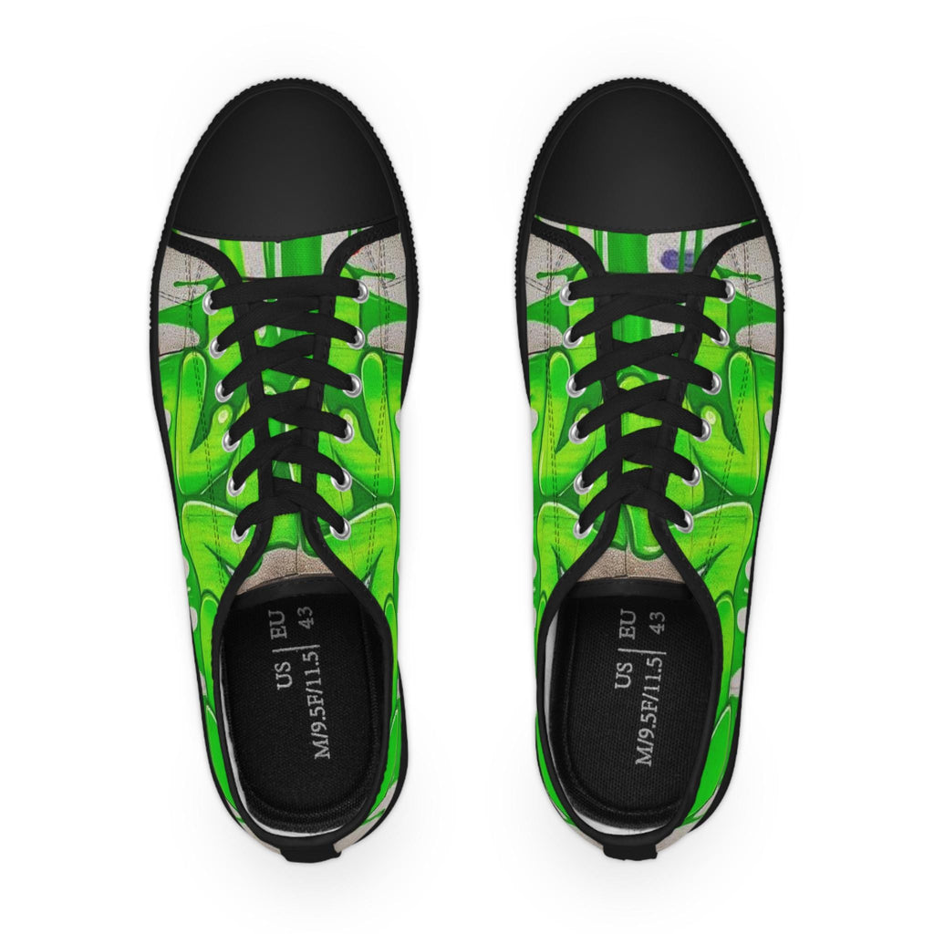 Green Paint Drip Sneakers | Low Top Canvas Shoes