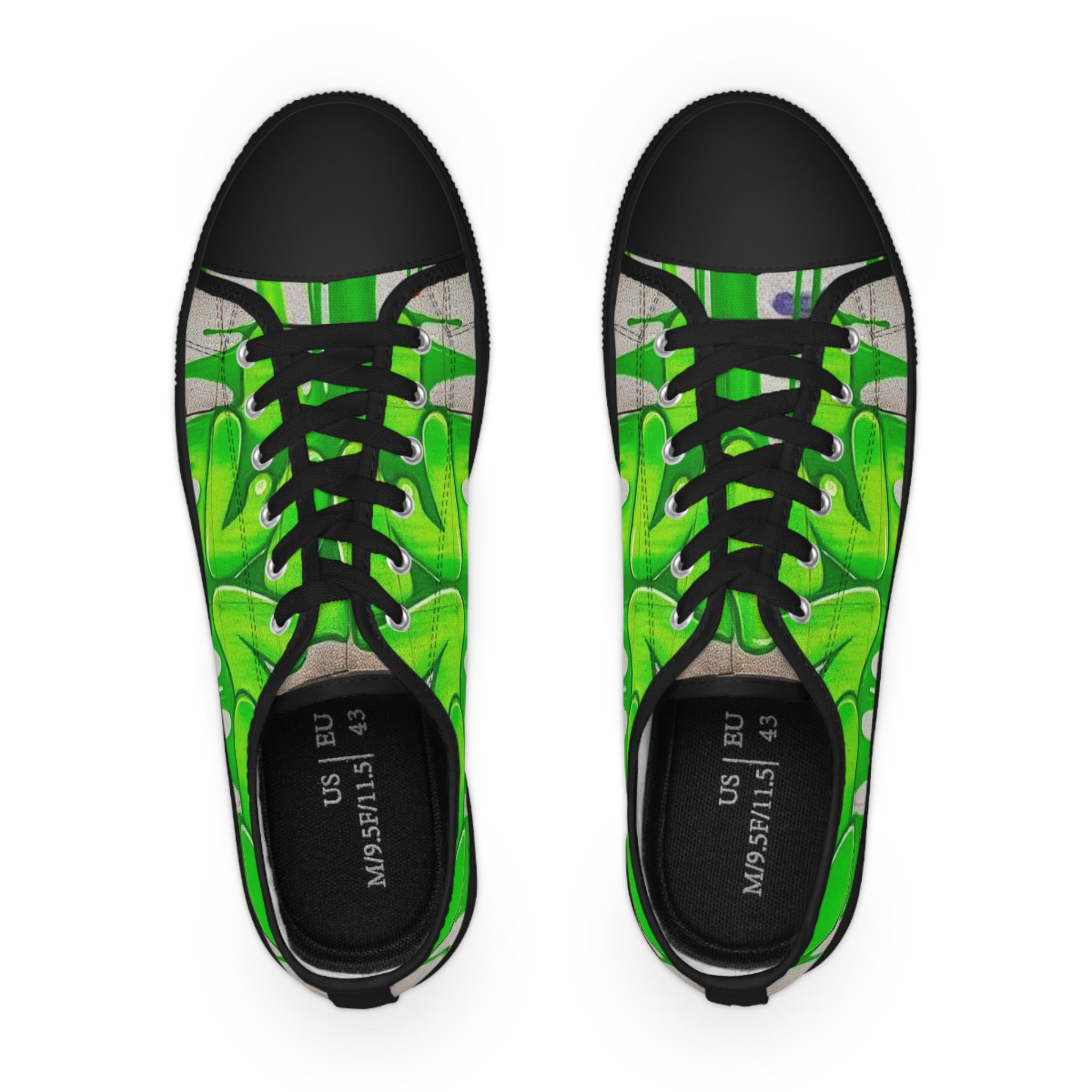 Green Paint Drip Sneakers | Low Top Canvas Shoes