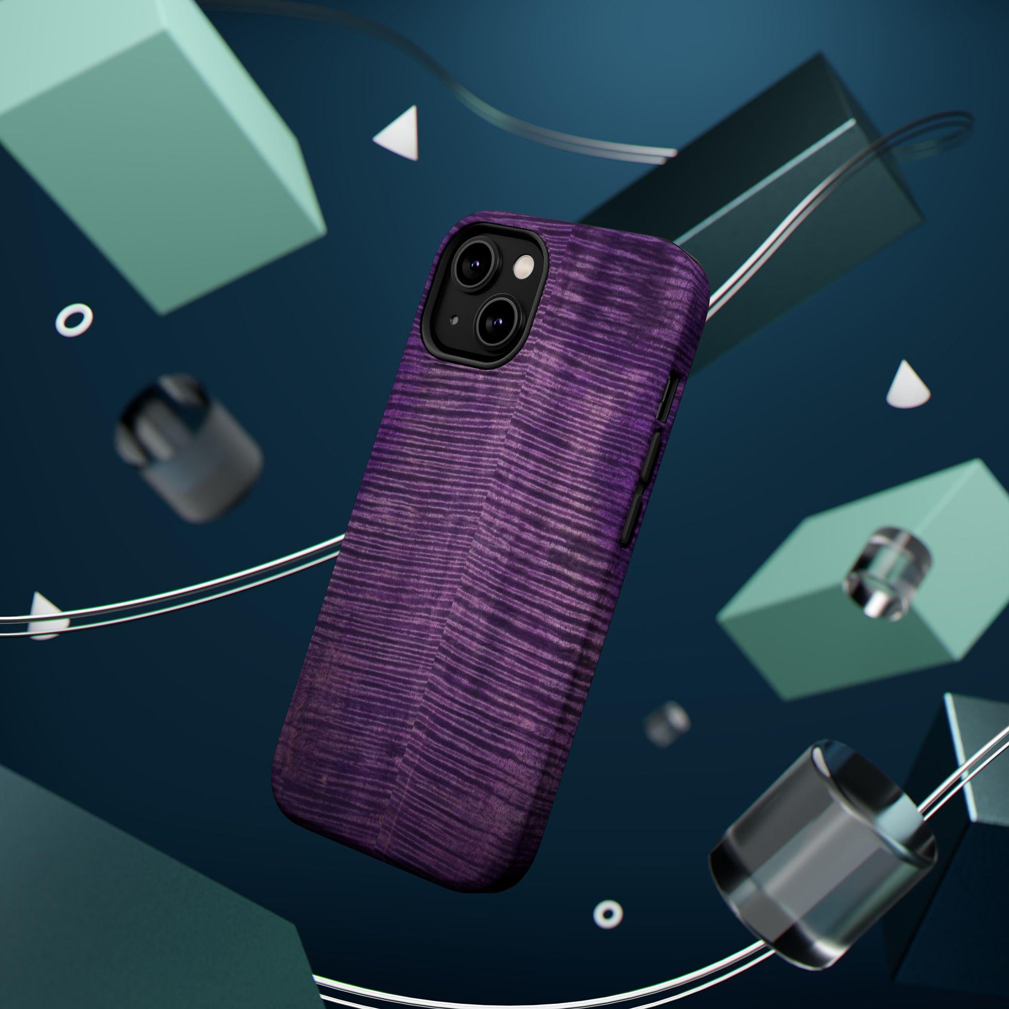 Flamed Maple Purple Woodgrain Phone Case | Magnetic Impact-Resistant Case