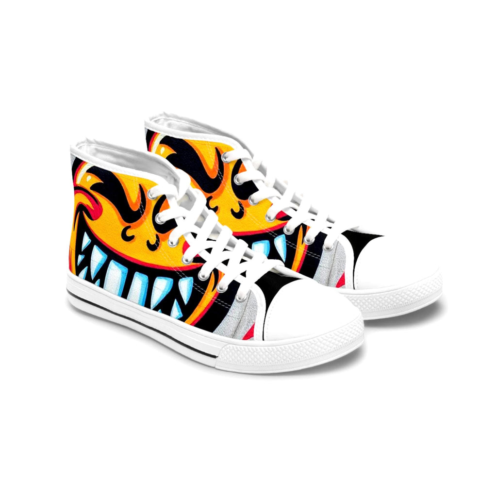 Evil Smile Graffiti Emoji Women's High Top Sneakers | Bold Streetwear Art Print