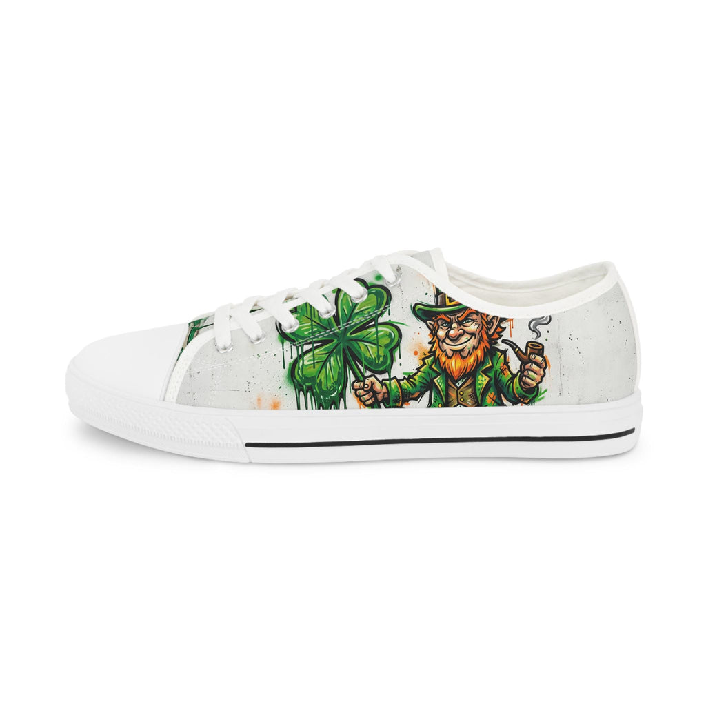 Leprechaun and Shamrocks Men's Low Top Sneakers | St. Patrick's Day Shoes