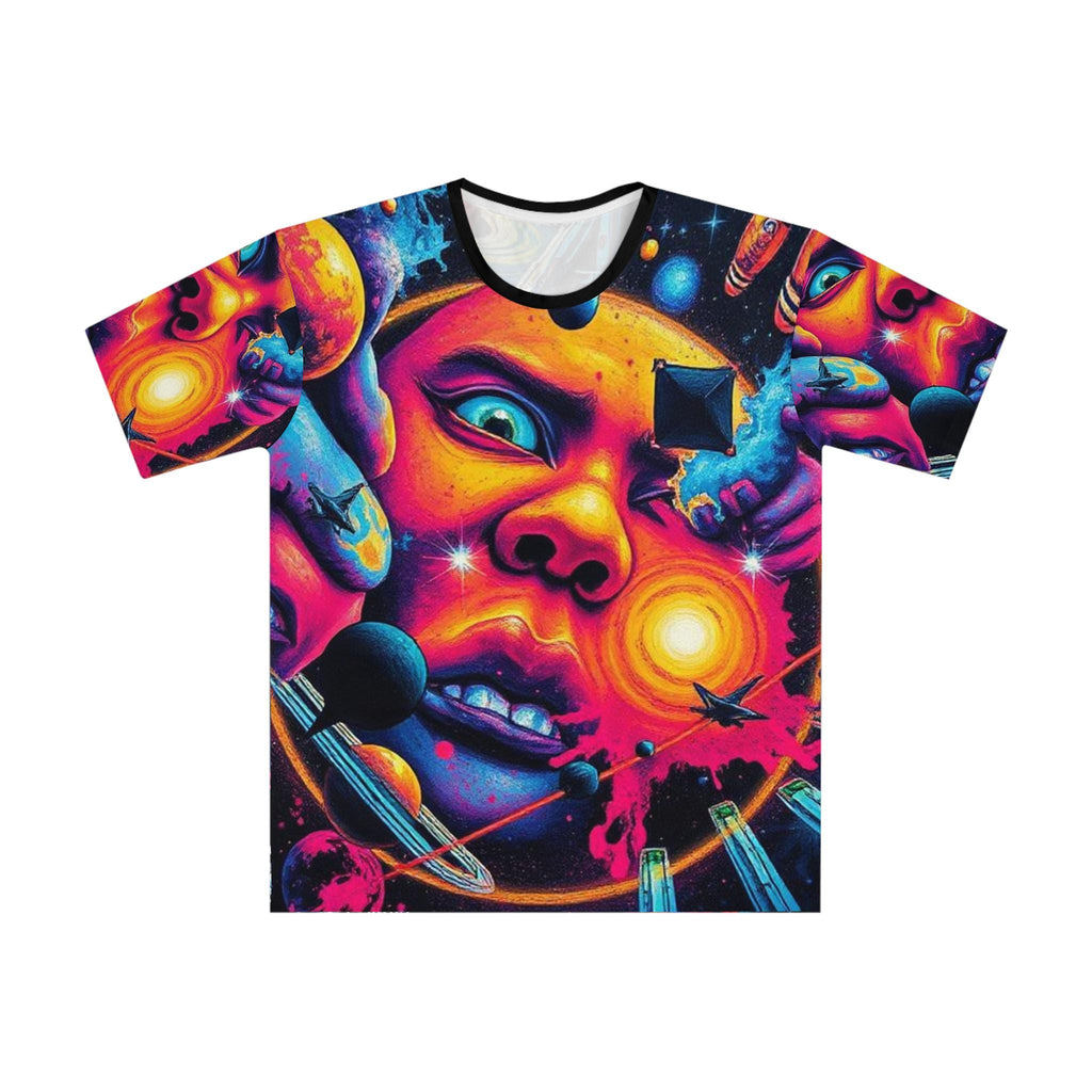 Psychedelic Space Face cosmic planets T-Shirt | All-over print