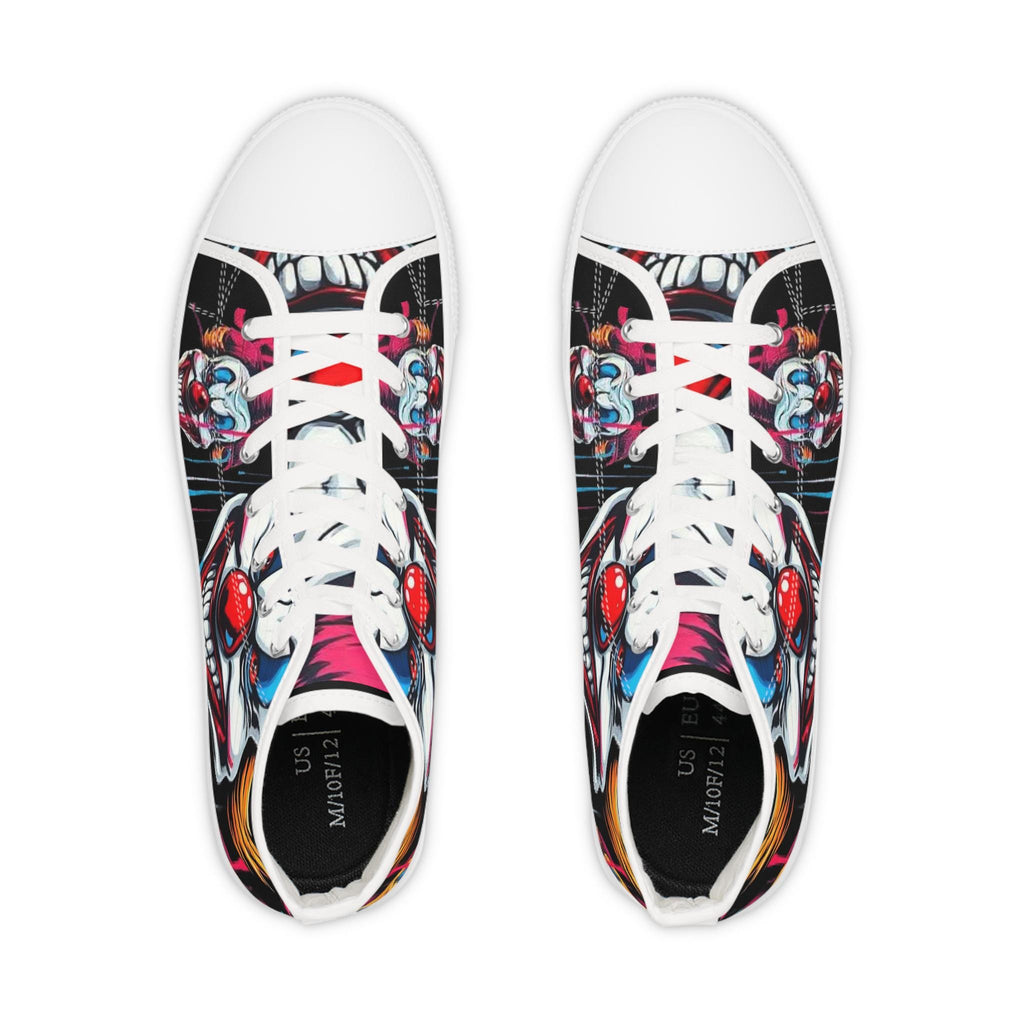 Scary Grinning Clown High Top Sneakers | Horror Circus Shoes