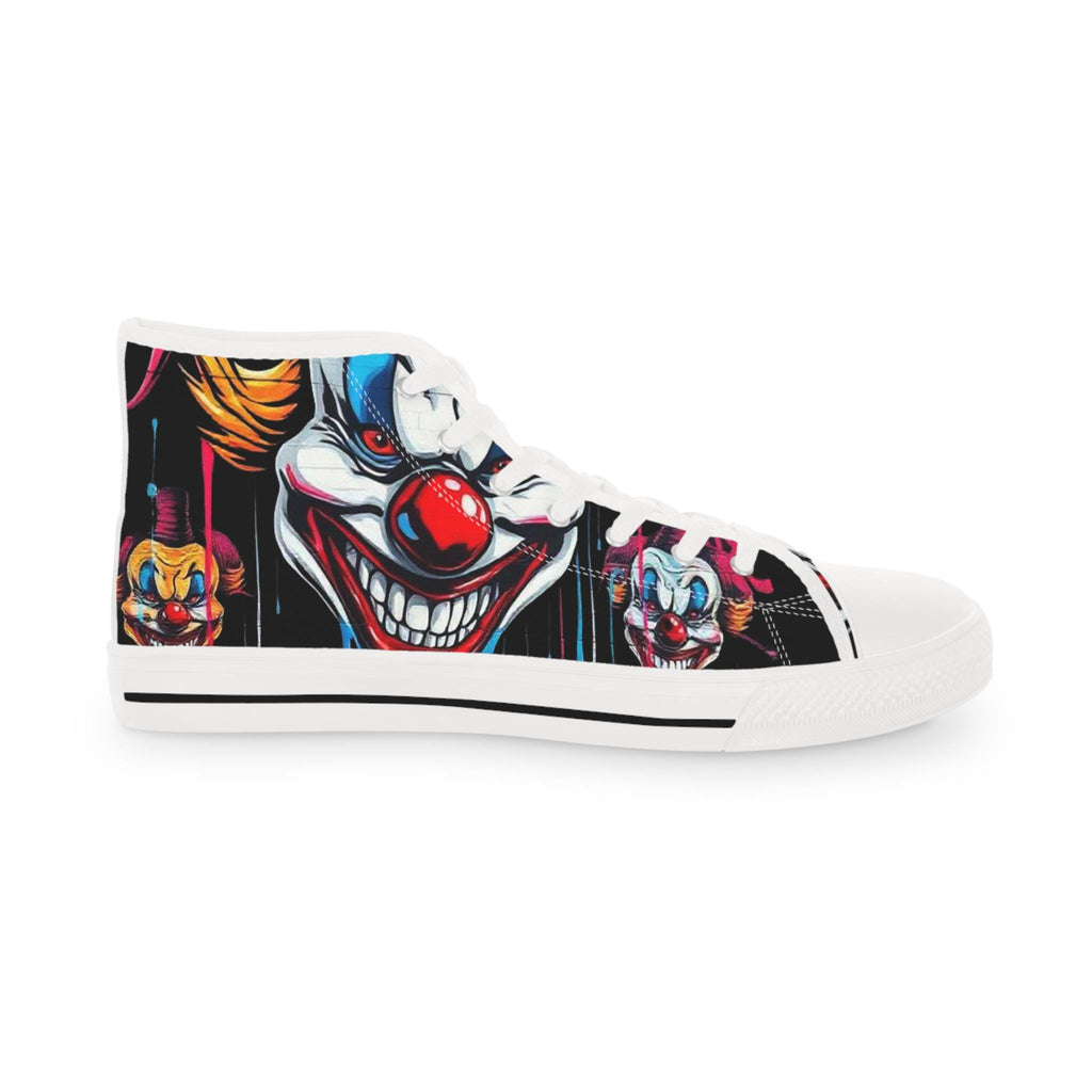 Scary Grinning Clown High Top Sneakers | Horror Circus Shoes