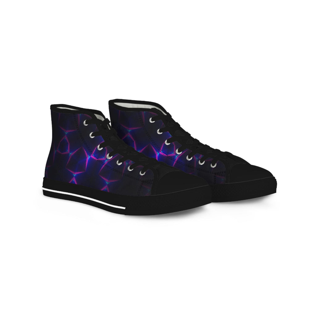 Neon Plasma Pattern High Top Sneakers | Purple Electric Wave Shoes