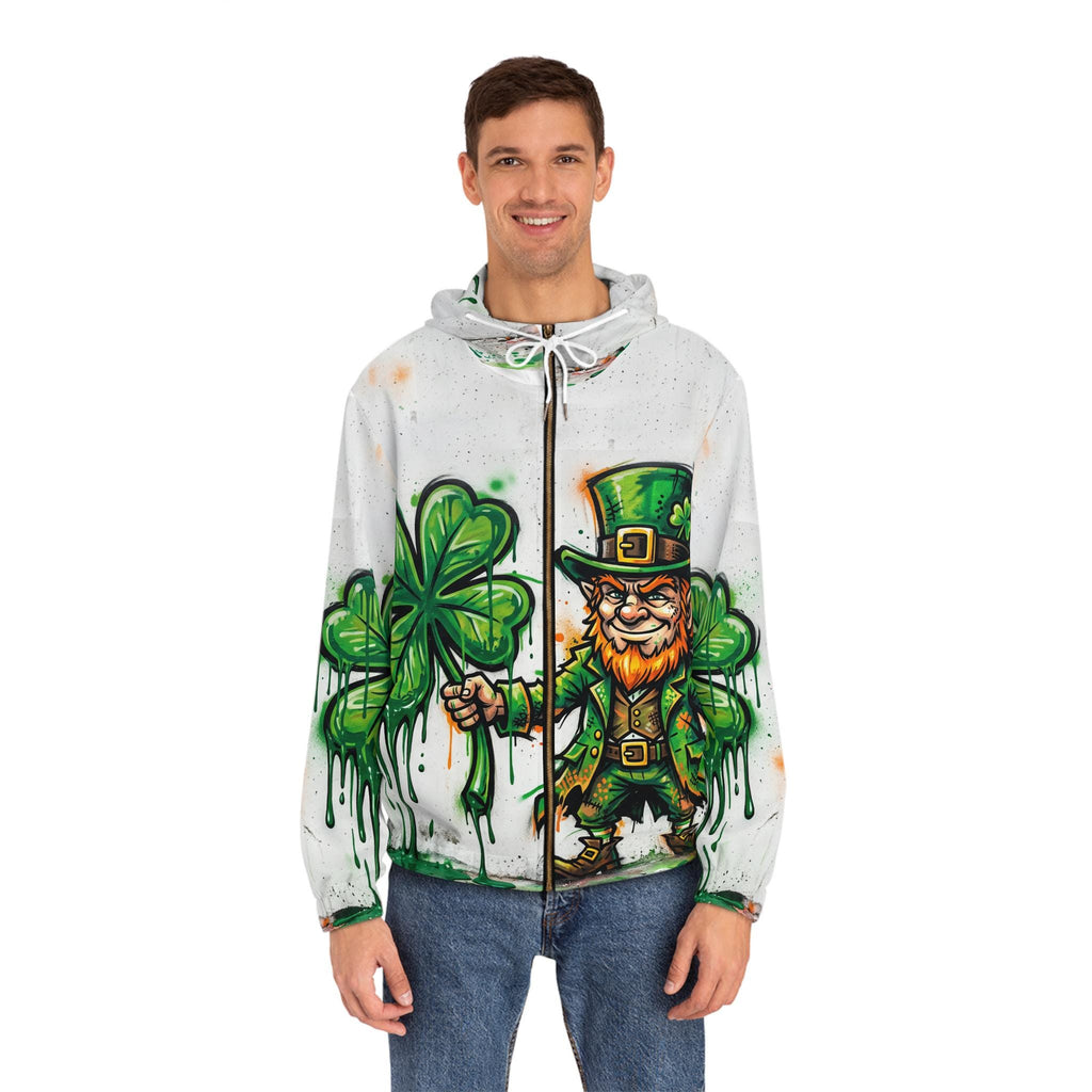 Leprechaun Shamrock Graffiti Hoodie | St. Patrick's Day Street Art Full-Zip