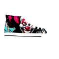 Creepy Clown Graffiti Face Women's High Top Sneakers | Horror Halloween Shoe Art