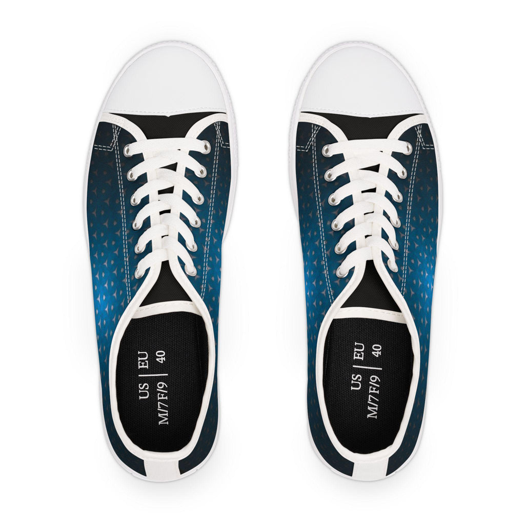 Blue Gradient Triangle Pattern Sneakers | Low Top Canvas Shoes