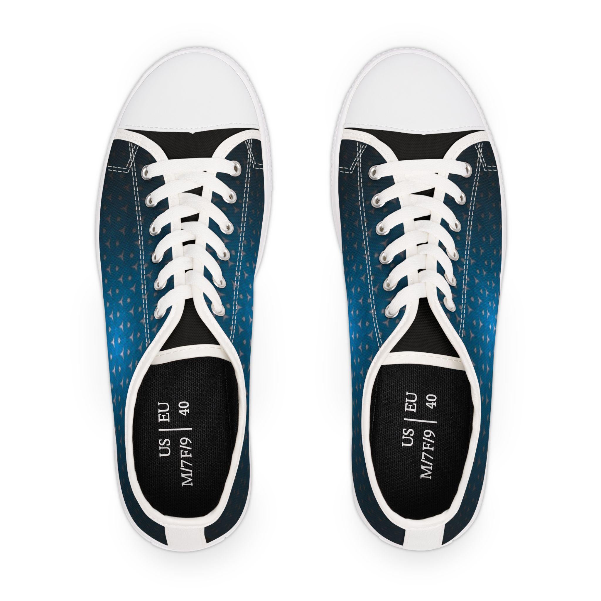 Blue Gradient Triangle Pattern Sneakers | Low Top Canvas Shoes
