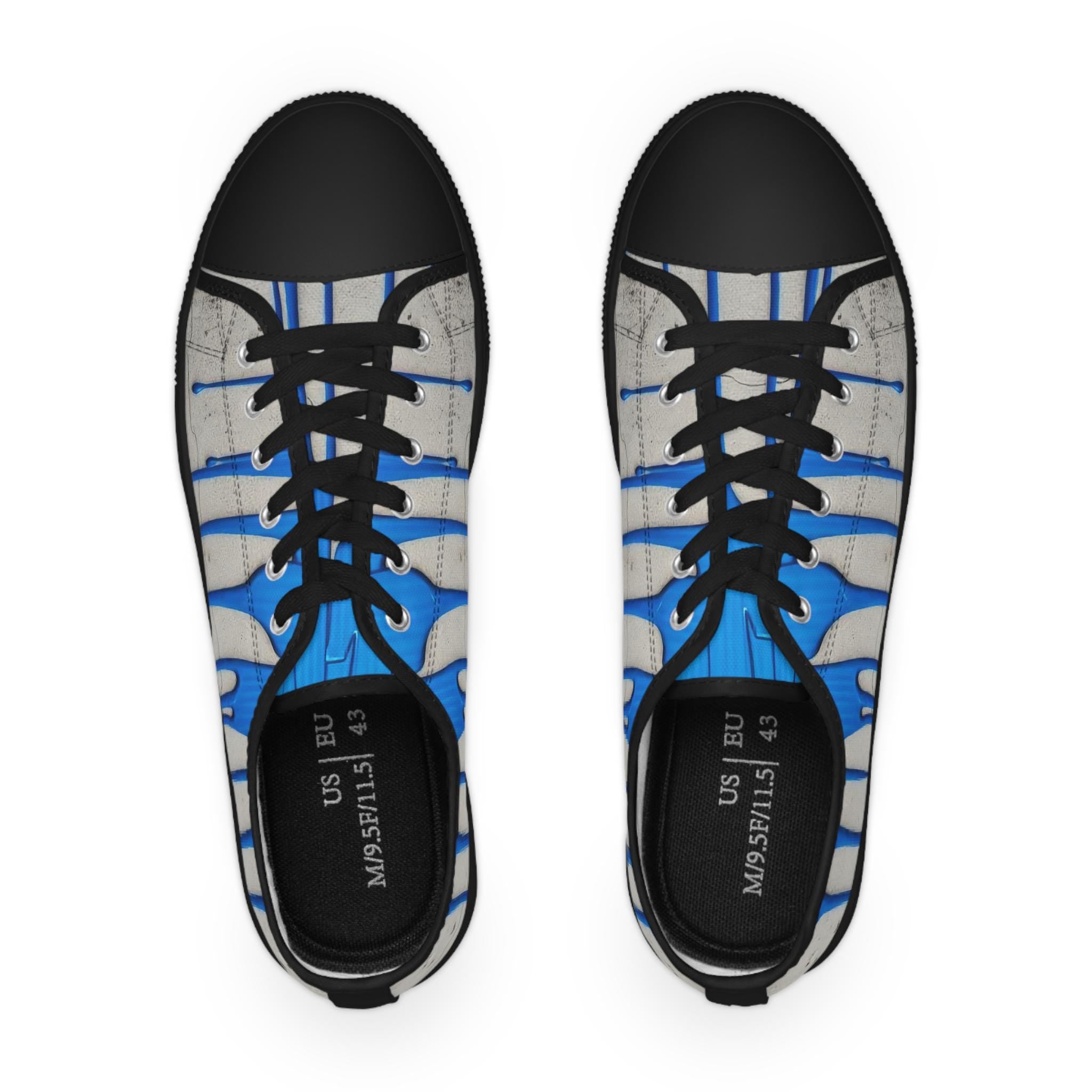 Blue Paint Drip Sneakers | Low Top Shoes
