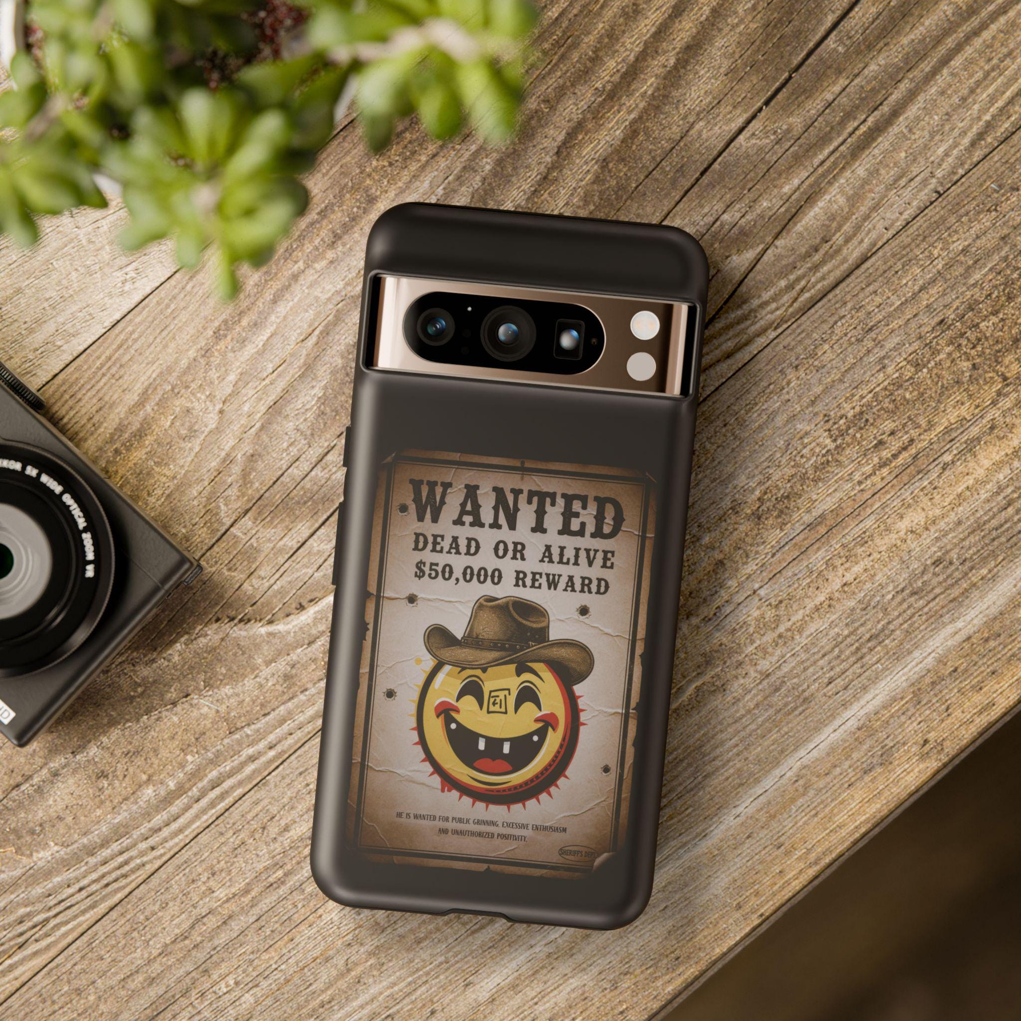 Wanted Poster Smiley Cowboy Phone Case | Western Vintage Outlaw Design