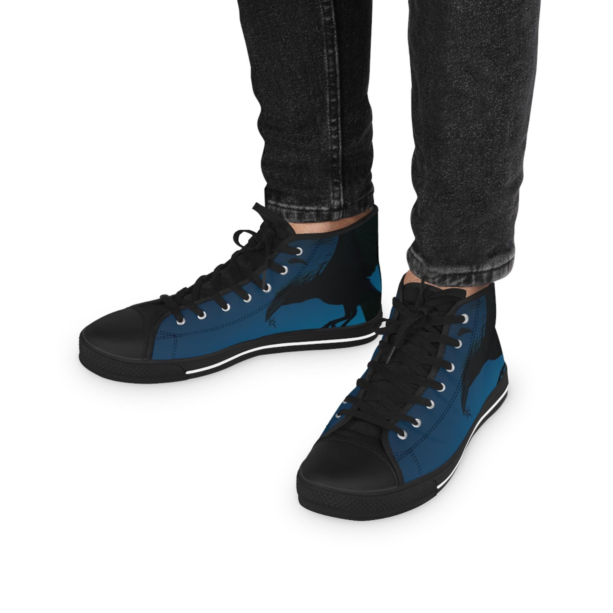 Blue Gradient Silhouette High Top Sneakers | Men's Canvas Shoes