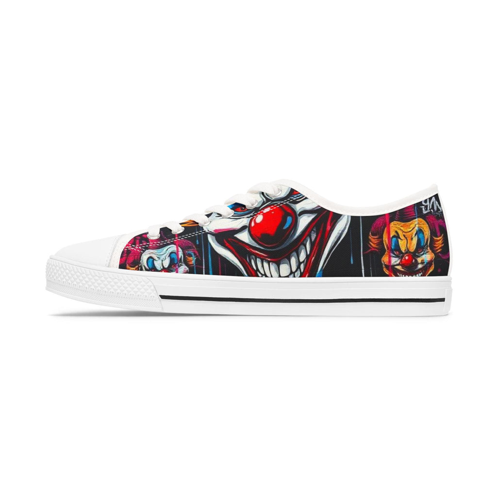 Scary Grinning Clown Sneakers Women's Low Top Sneakers | Horror Circus Pattern
