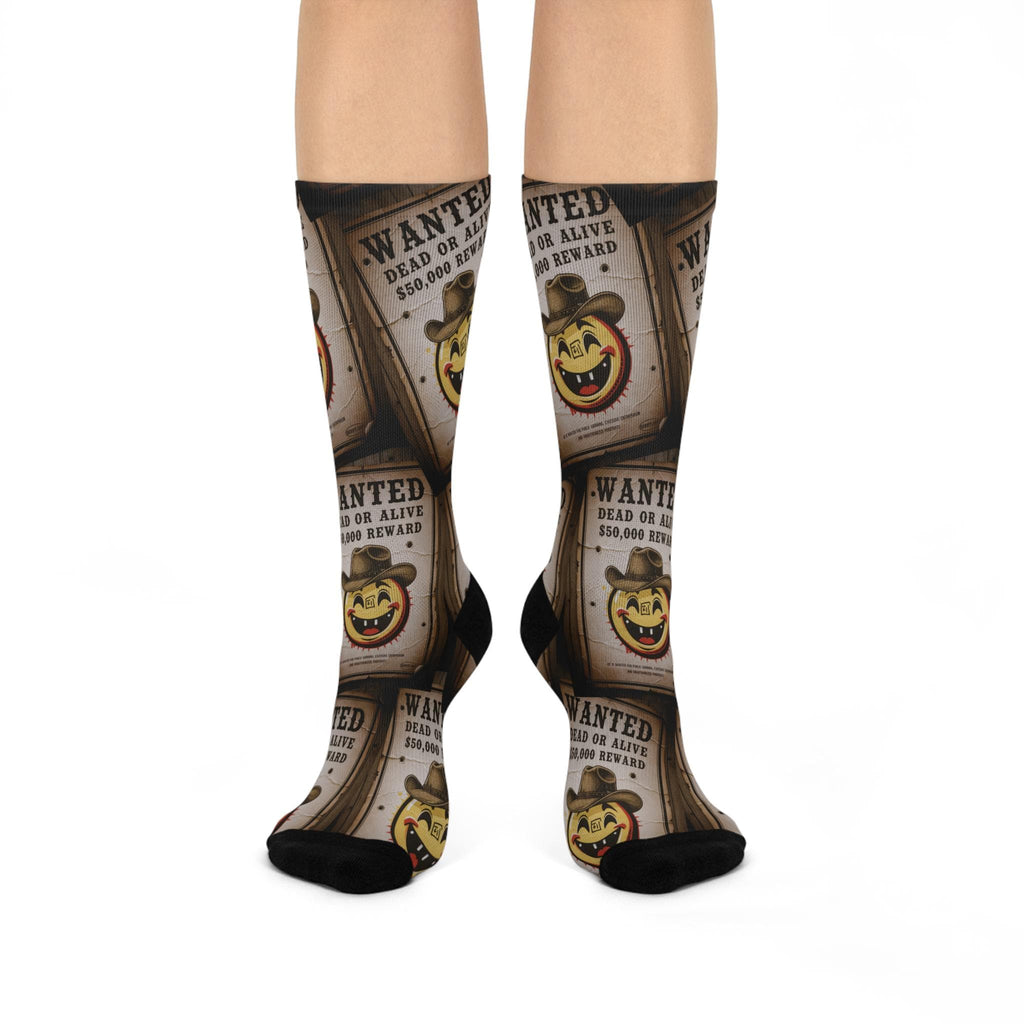 Wanted Poster Emoji Pattern Socks Cushioned Crew