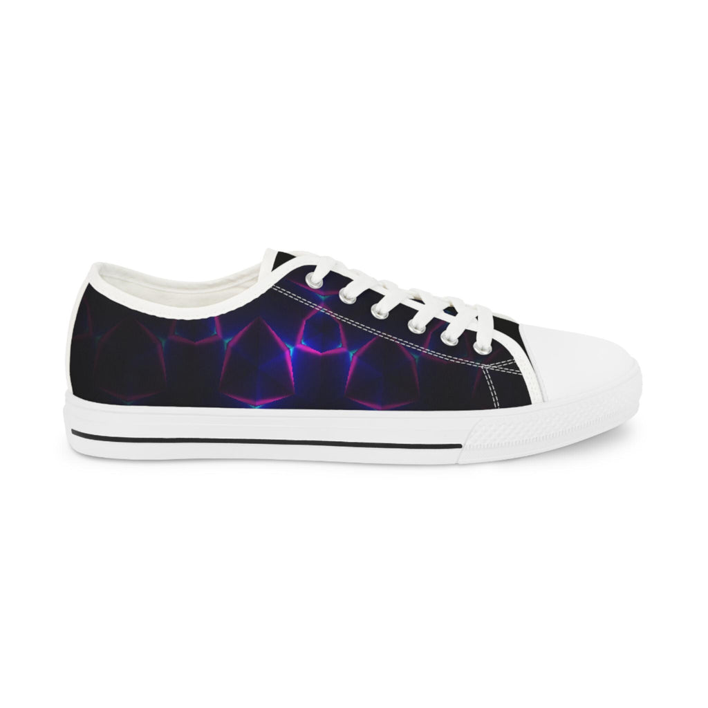 Neon Plasma Pattern Men's Low Top Sneakers | Electric Purple Grid