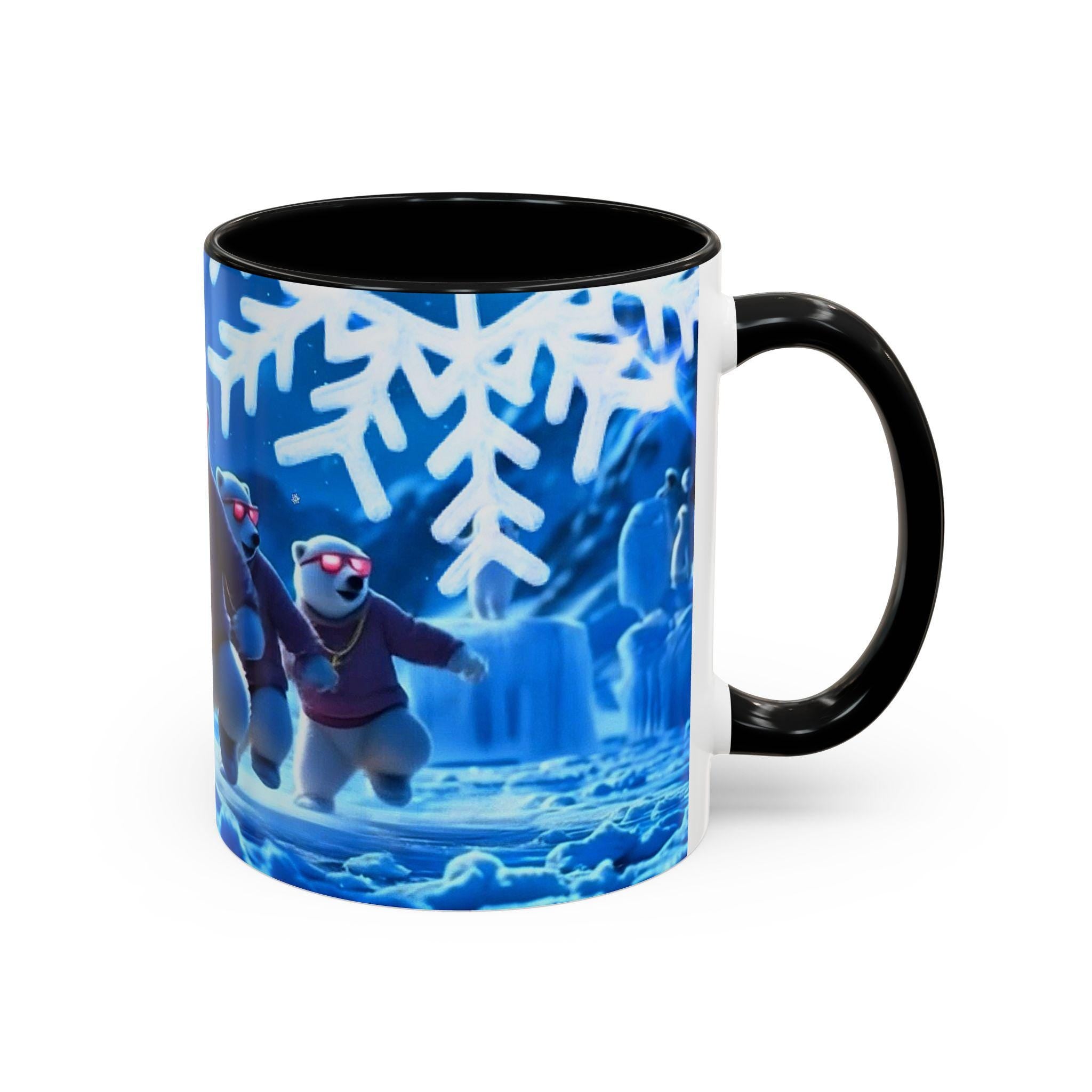 Polar Bear Crew Mug | Sunglasses, Snowflakes, Winter Scene (11 oz, 15 oz)