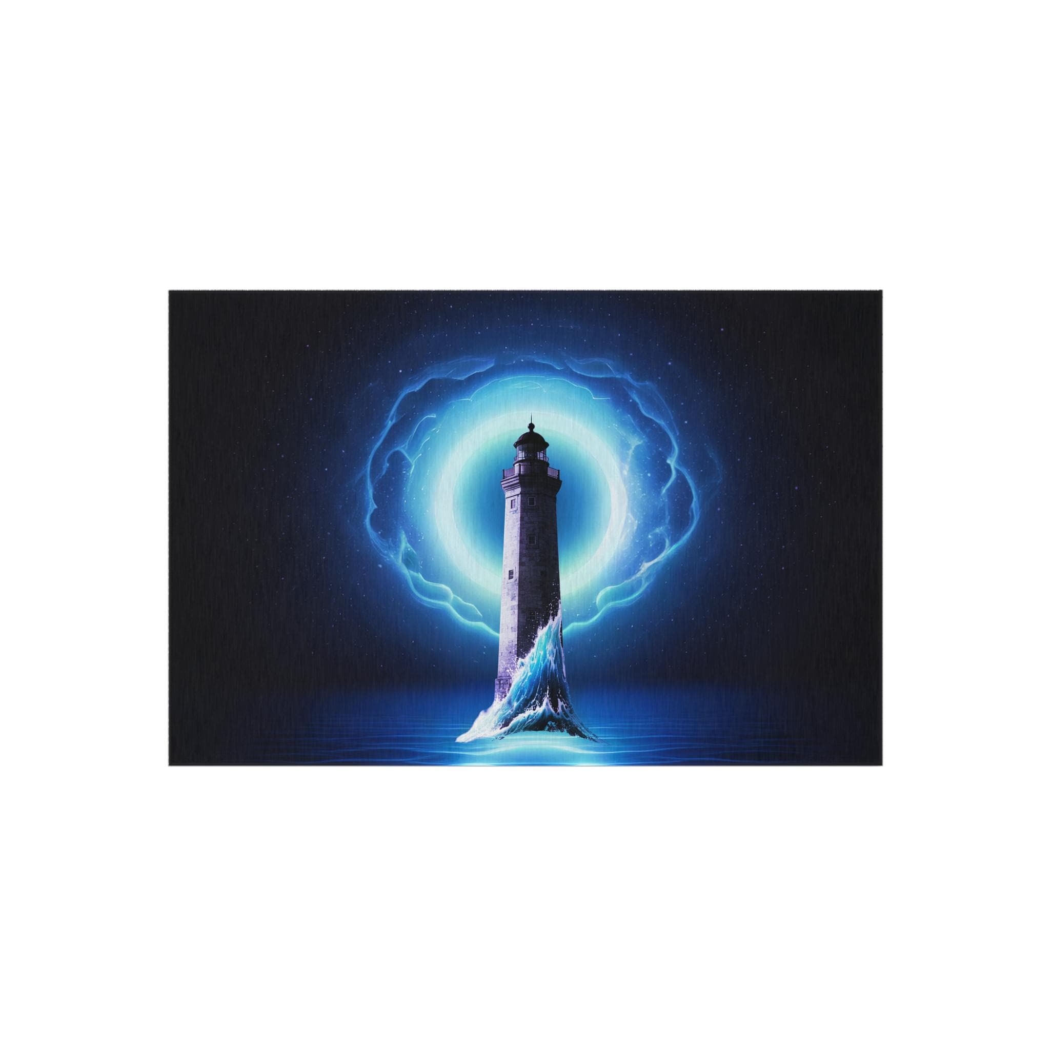 Lighthouse with Electric Aura Outdoor Rug | Nautical Coastal Decor