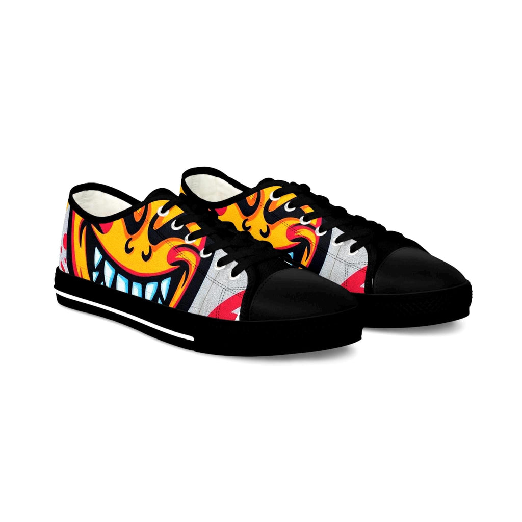 Evil Smile Graffiti Emoji Face Men's Low Top Sneakers | Bold Streetwear Illustration