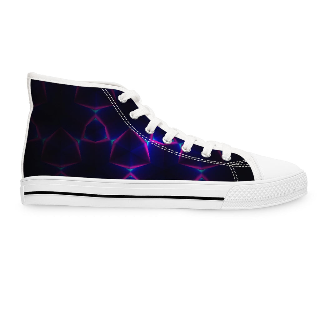 Neon Plasma Pattern Women's High Top Sneakers | Purple Electric Design