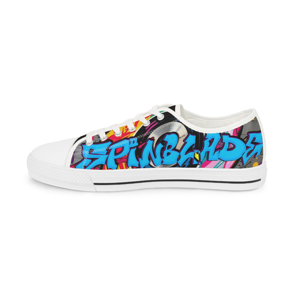 Blue Graffiti Street Art Sneakers | Low Top Canvas Shoes