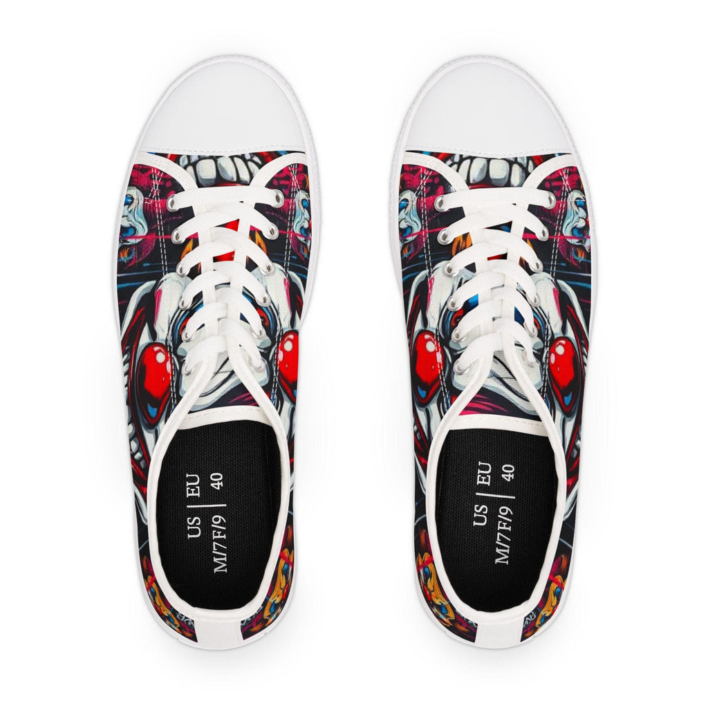 Scary Grinning Clown Sneakers Women's Low Top Sneakers | Horror Circus Pattern