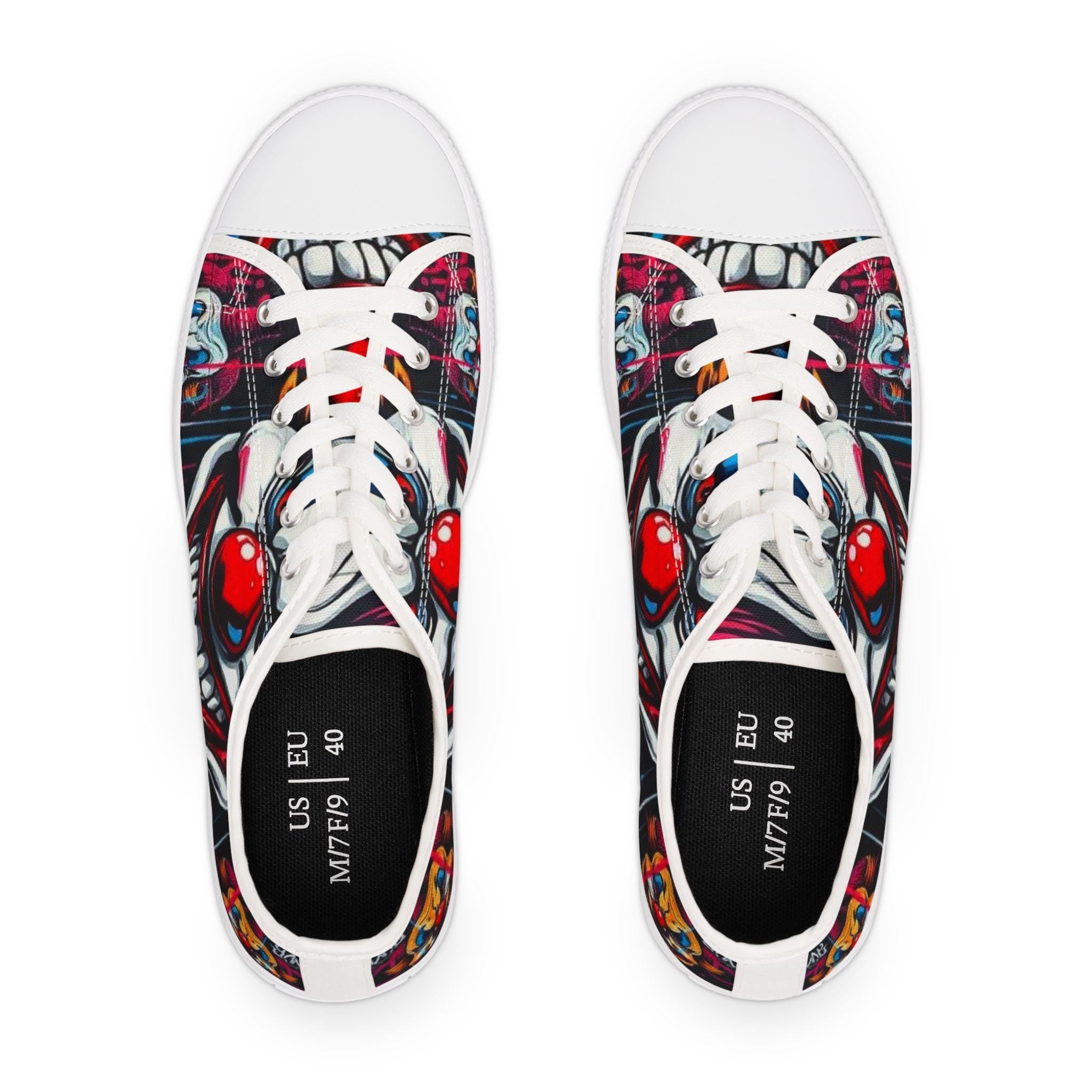 Scary Grinning Clown Sneakers Women's Low Top Sneakers | Horror Circus Pattern