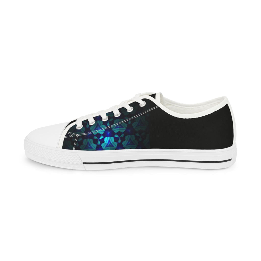 Teal Geometric Mosaic Abstract Pattern Men's Low Top Sneakers | Geometric Art Print