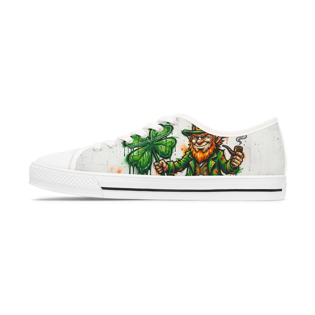 Leprechaun and Shamrock Women's Low Top Sneakers | St. Patrick's Day Shoes