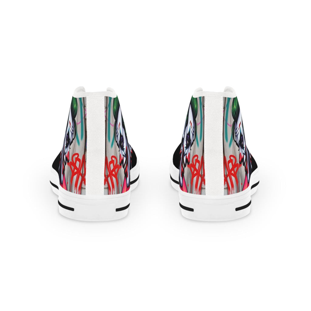 Men's Joker Clown Face High Top Sneakers, Comic Book Art Footwear