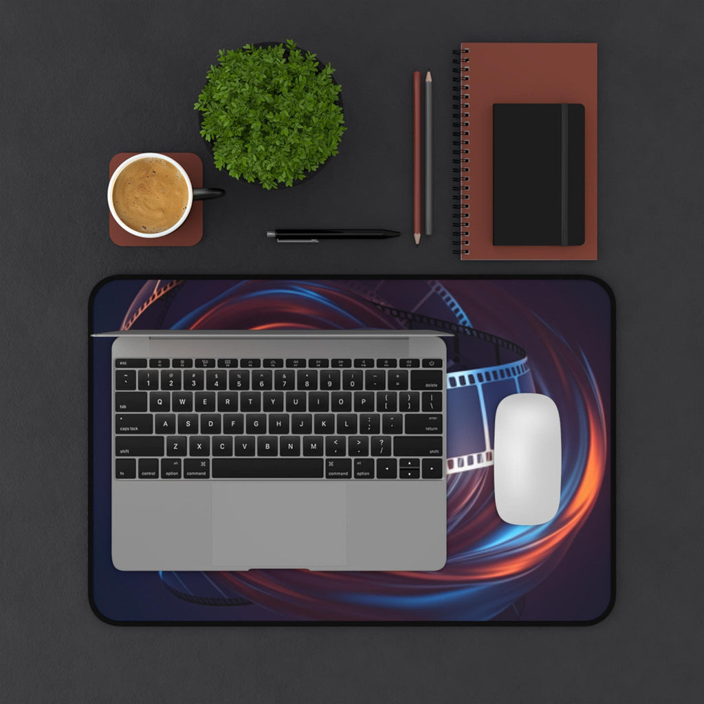 Cinematic Film Reel Swirl Desk Mat | Movie Theme Desk Pad